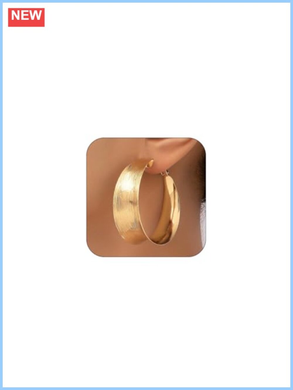 Chunky Wide Hoop Earrings Large Flat Huggie Statement Earrings Women